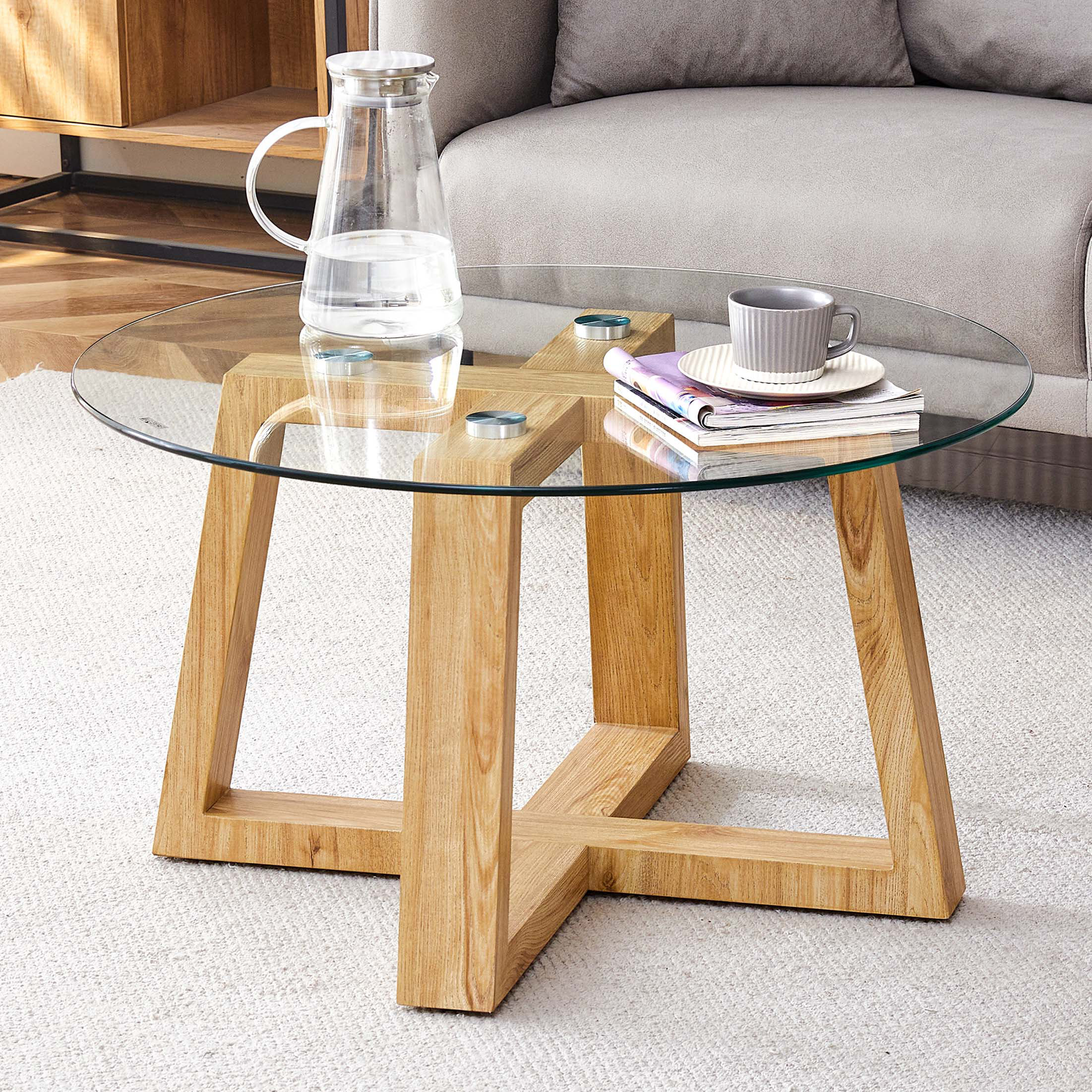 Practical Tabletop Wrought Studio™ Modern Practical Circular Coffee Table with Transparent ...