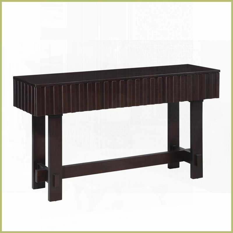Table basse cannelée 52 pouces style Mid-Century Farmhouse, Bois espresso