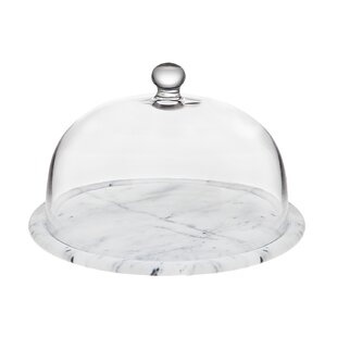 Rectangular Marble Cake Tray with Glass Dome – High Class Touch