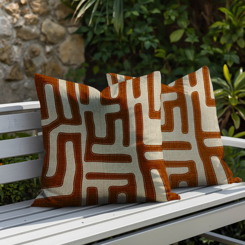Coussin intérieur / extérieur Tiwa, 20 x 20, Orange brûlé