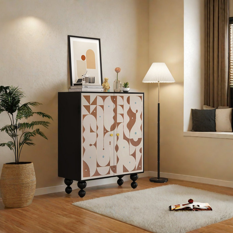 Modern Living Room Household Entrance Cabinet Solid Wood Accent Cabinet