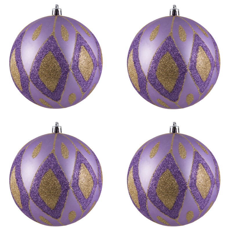 Ornement boule de diamant pailleté mat, Lavande, H 4,75 po x l 4,75 po x P 4,75 po