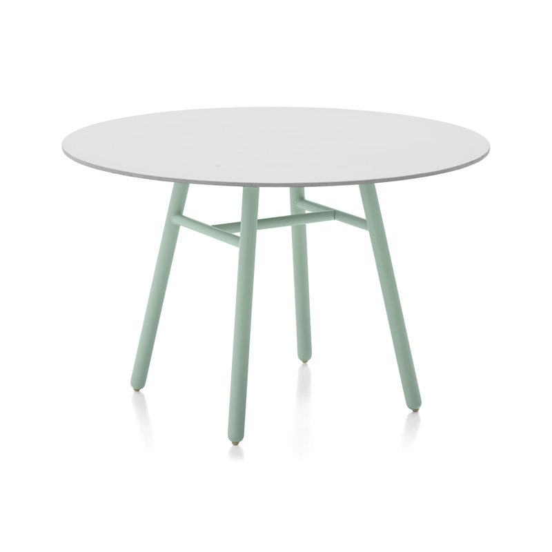 Yo! Bistro Table with Metal Legs, Slate White, Matt Thyme Green