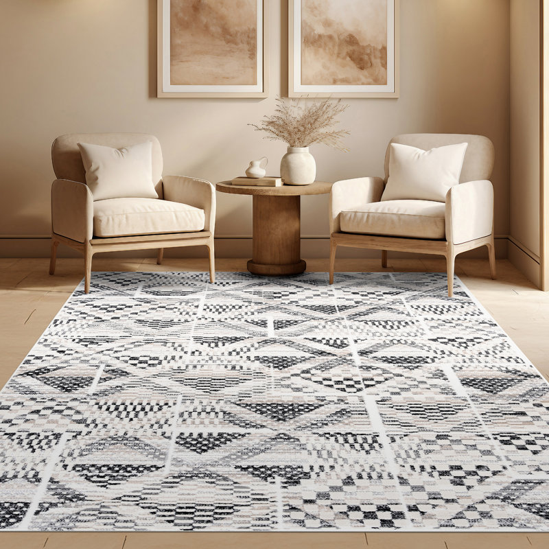 Tapis d'intérieur abstrait noir Mair John, Rectangle 8 pi 10 po x 12 pi 2 po