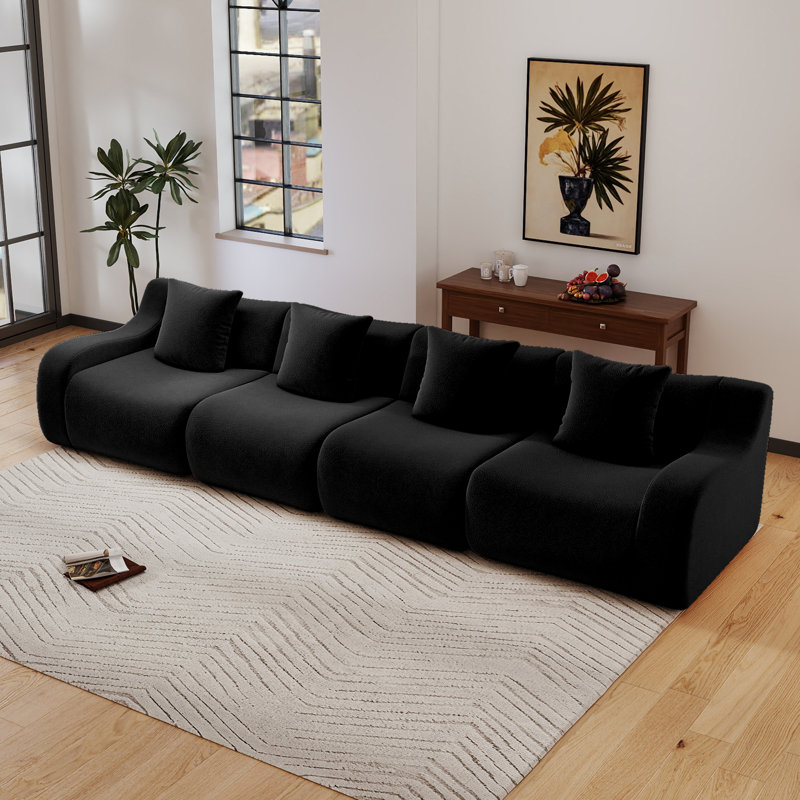 Canapé modulaire surdimensionné en tissu 148 po, Noir