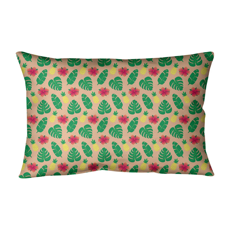 Coussin lombaire à motif floral intérieur / extérieur Katelyn Elizabeth, Orange