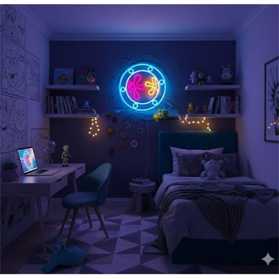 Ocean World Porthole Neon Lights, LED Under Sea Porthole Neon Signs For Wall Decor,USB Night Light For Game Room Bedroom Birthday Wedding Party Gifts(13.3 * 13.3In)