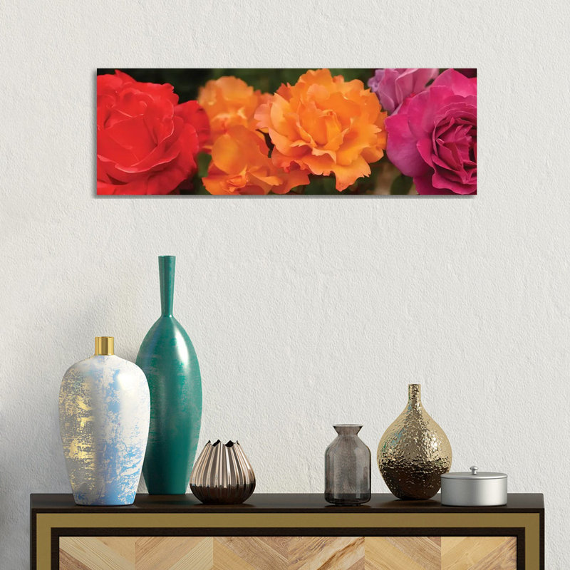 Close-Up Of Assorted Roses by Panoramic Images - Wrapped Canvas Panoramic Print, 30.48 cm H x 91.44 cm W x 3.175 cm D