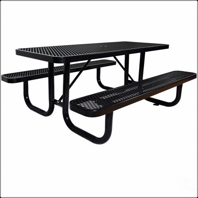 Table de pique-nique rectangulaire en acier pour l'extérieur 6 pi.