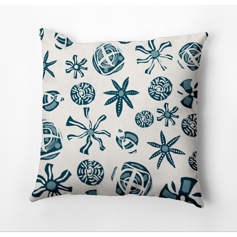Geometric Outdoor Reversible Throw Pillow, 20" x 20", Teal