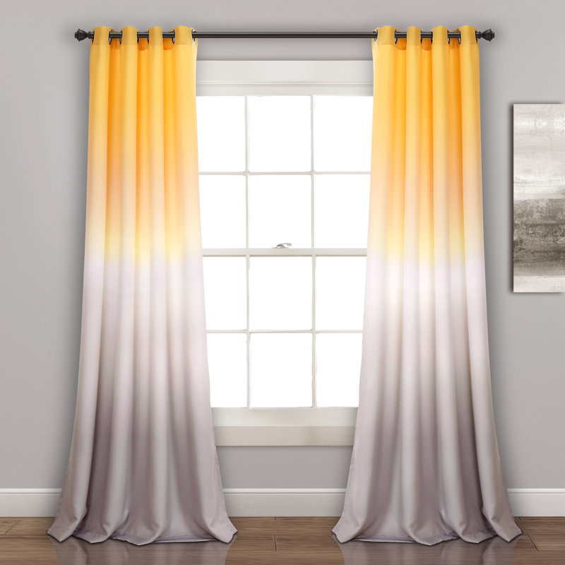 Umbre Fiesta Room Darkening Curtain Pair, 84" H x 52" W, Yellow