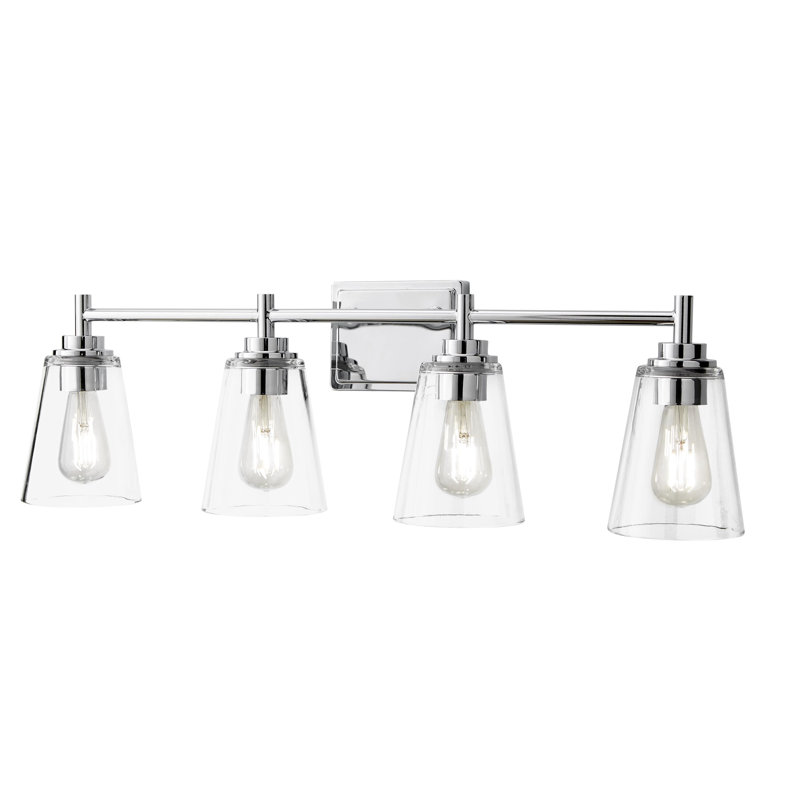 31 in. 4-Light Chrome Modern Vanity with Clear Glass Shades