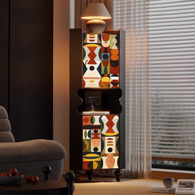 Armoire de coin noire en bois massif
