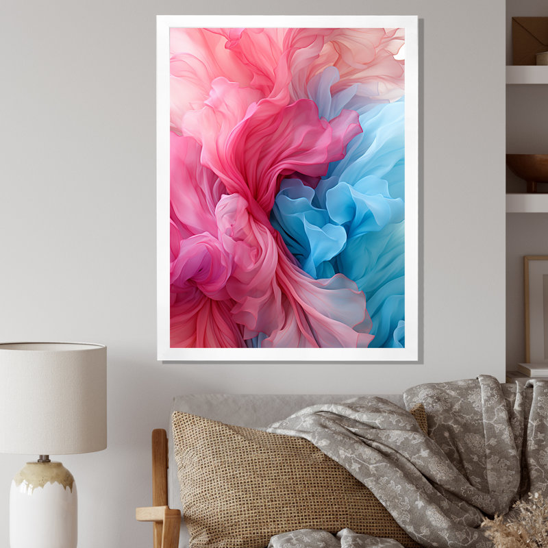 Ink Wave Rhythms I - Print, White Picture Framed, 32" H x 16" W x 1" D