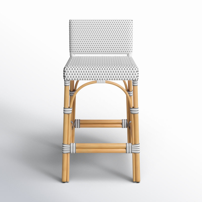 Tabouret de bar 24,5 po Estella, Blanc / pois gris clair, Tabouret de comptoir (siège d'une hauteur de 24 p