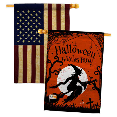 Double Sided 40'' H x 28'' W Polyester Halloween House Flag