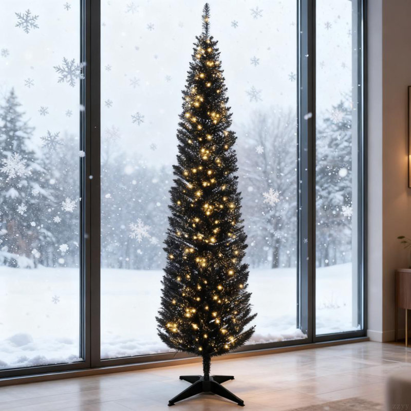 Arbre de Noël 7 pi 7 pi, noir, H 6,89 pi, Noir