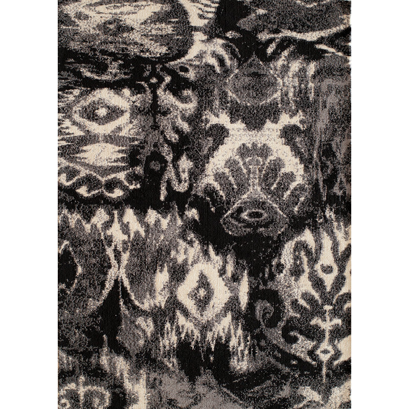 Tapis noir/gris touffeté à la main Ambrose, Rectangle 3 pi x 5 pi