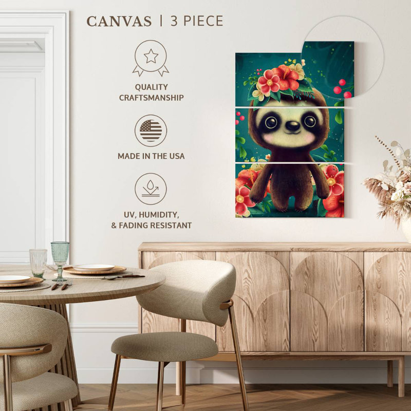 Brampt Floral Sloth, 74" H x 48" W