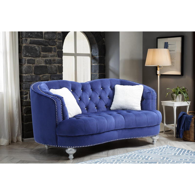 Causeuse en velours Mongeon, Bleu