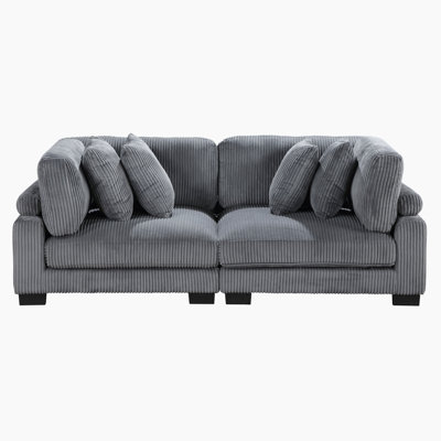 Brinsley 90" Modern Modular Sofa with Corduroy Fabric, Adjustable Armrests & 4 Pillows