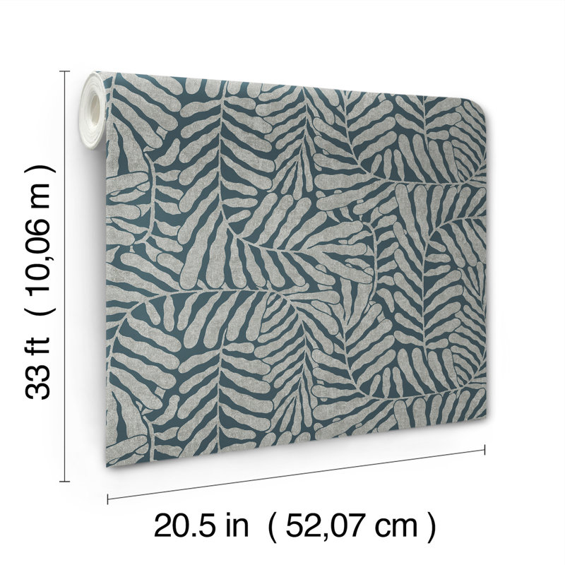Gabriel Espresso Fern Wallpaper, Teal