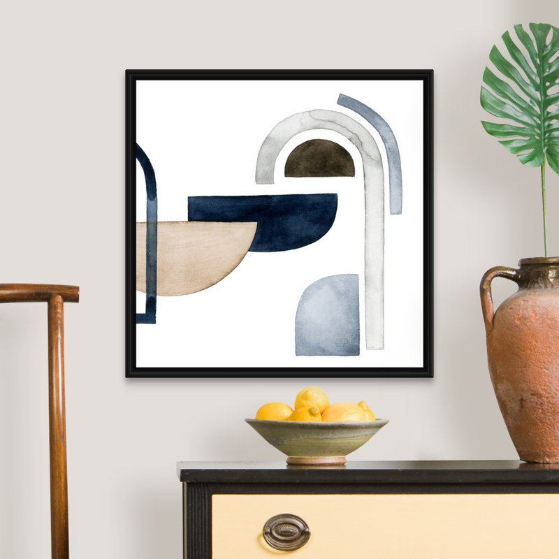 Déplacement des pièces V par Grace Popp - reproduction d'art sur toile, H 26 po x l 26 po x P 1,75 po, Cadre flottant noir