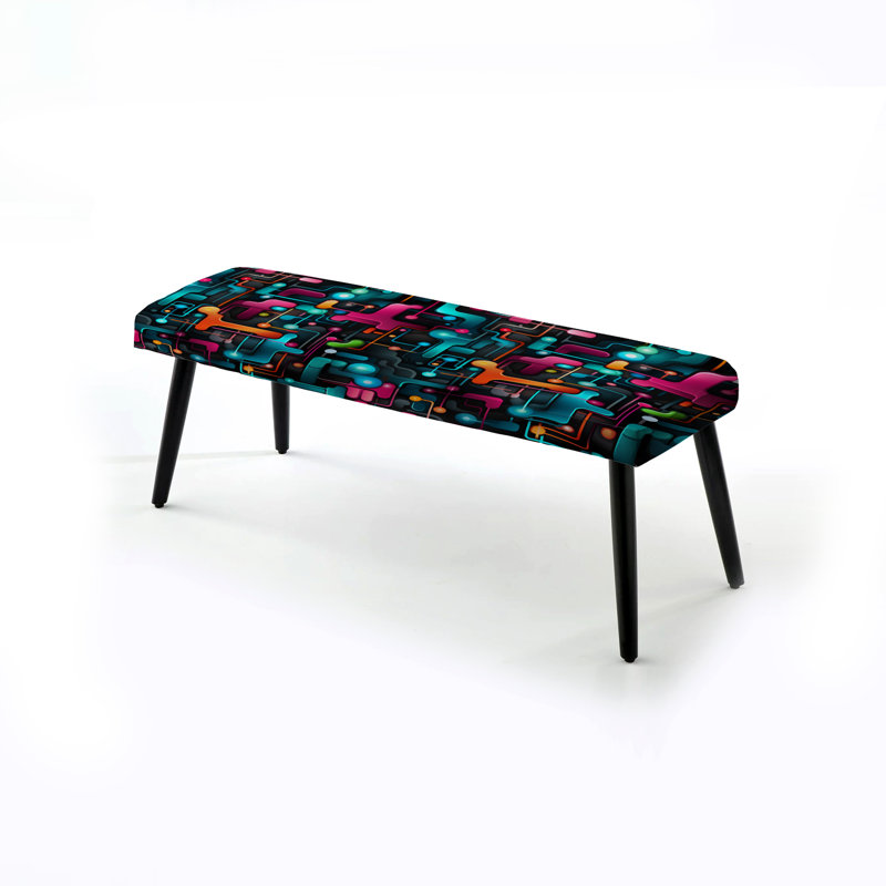 Banc rembourré géométrique noir Valancum