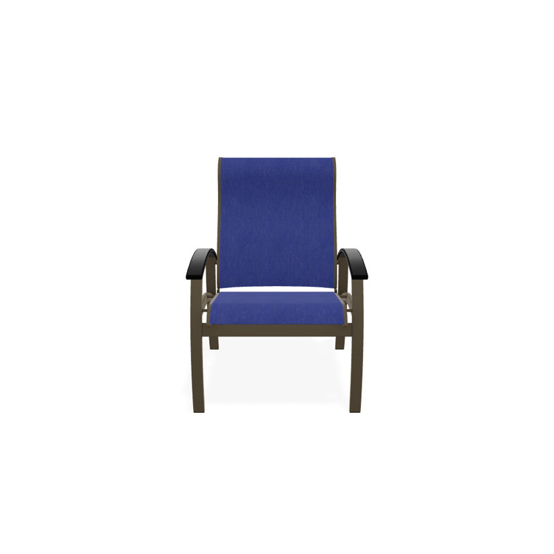 Chaise de patio Askar, Bois de plage texturé, Atlantis bleu royal Sunbrella®, Noir