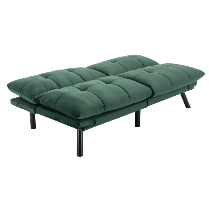 2-in-1 Convertible Futon Sofa Bed with Adjustable Arms & Backrest for Small Spaces, Emerald Green, Emerald Green