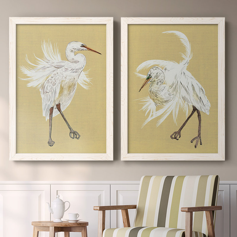 Toile encadrée Heron Plumage V-Premium - prête à être accrochée, H 27,5 po x l 75 po x P 1,5 po, Blanc
