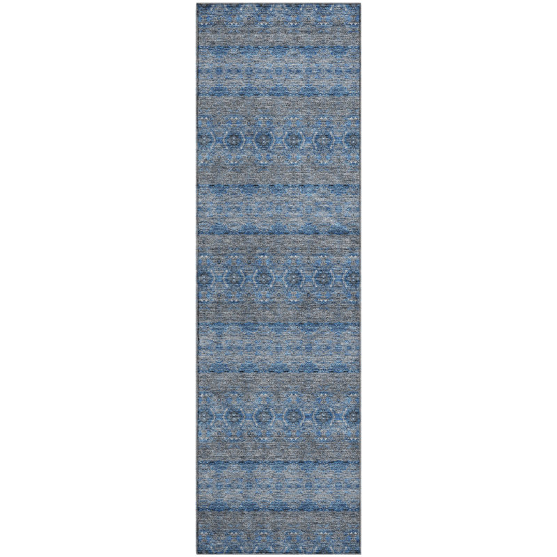 Premium Machine Washable Cerrito Navy Rug, Runner 2'3" x 7'6"