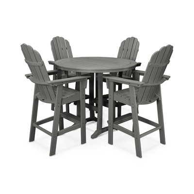 Ensemble de bar à tréteaux nautiques 5 pièces POLYWOOD Vineyard Curveback Adirondack