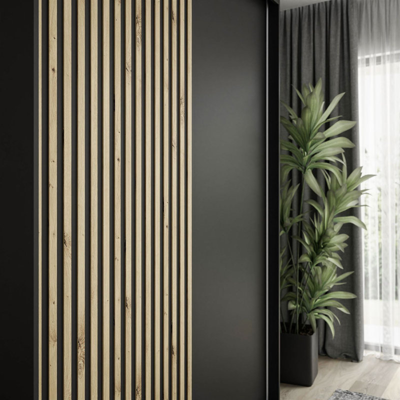 Nobuyasu 2 Door Manufactured Wood Wardrobe, Black