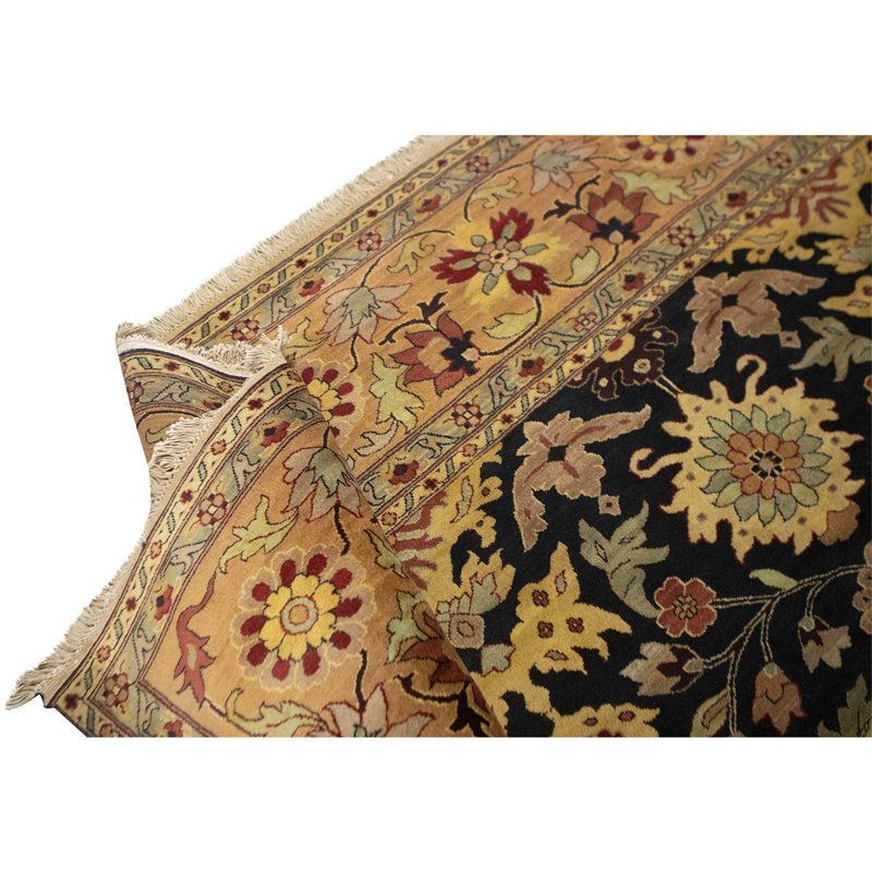 High-Quality Hand-Knotted Blue And Gold Area Rug