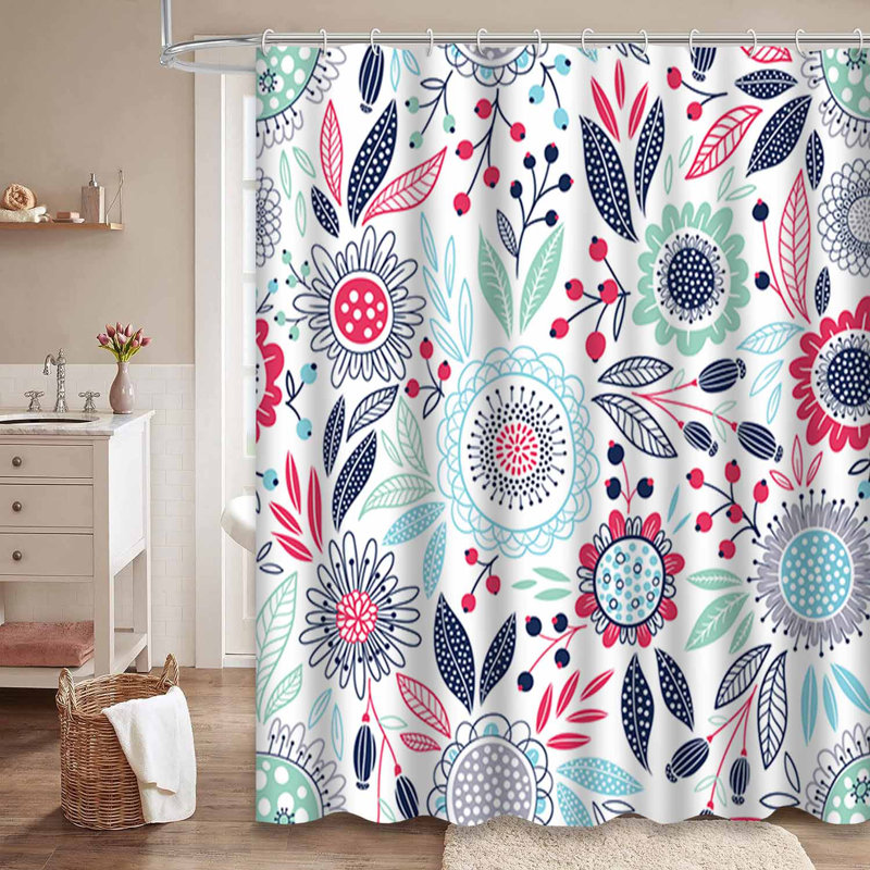 Rideau de douche à 12 crochets, L 72 po x l 78 po
