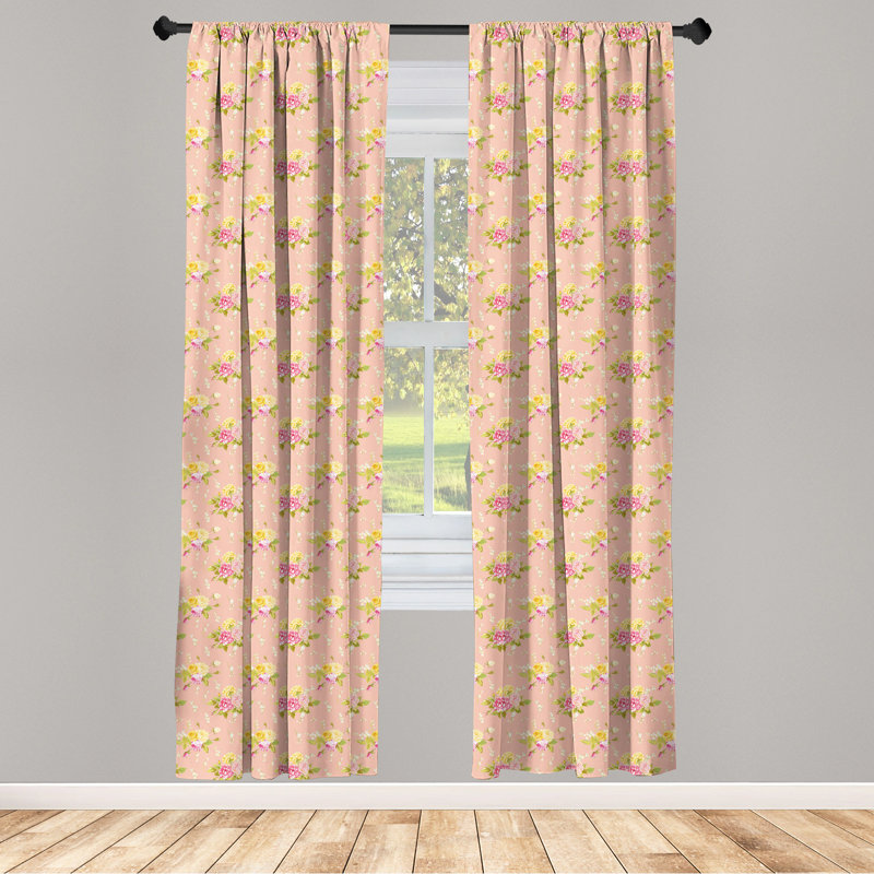 Shabby Floral Semi-Sheer Rod Pocket Sliding Panel, 28" x 95"