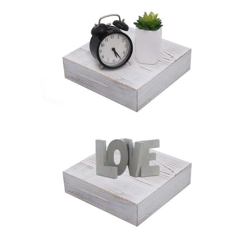 Evslin 2 Piece Square Pine Floating Shelf