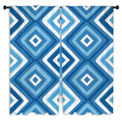 Diamond Window Curtains  Geometric Retro Drapes - 2 Panels