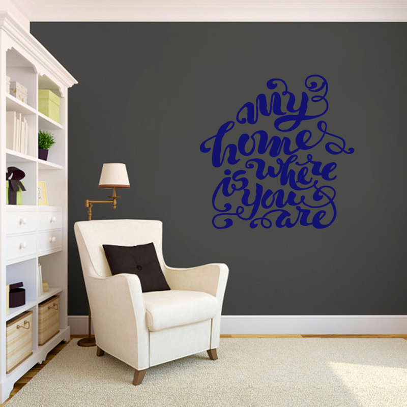 Décalcomanie murale "ma maison" est l’endroit où vous vous trouvez, Bleu marine