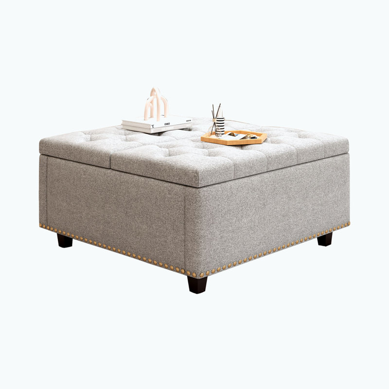 Flip Top Storage Bench, Light Gray