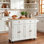Chariot pour îlot de cuisine l 43,3 po avec armoire de rangement, plateau en bois massif et roulettes verrouillables