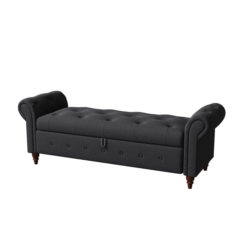 Banc avec siège capitonné et accoudoirs, Dark Gray