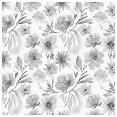Couette aquarelle florale noire
