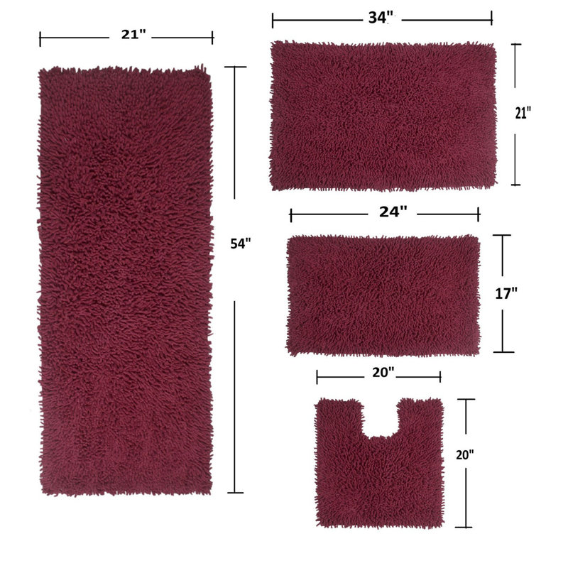Hazlett 4 Piece Bath Rug Set, Red