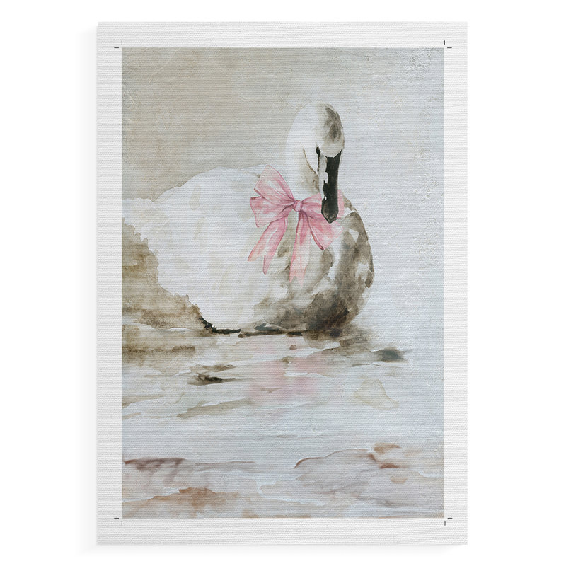 Cygne rose - impression sur toile seulement - non encadrée, H 18 po x l 12 po