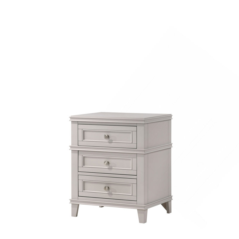 3 Drawer Nightstand W/ USB, Gray