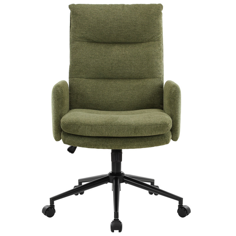 Traiko 28.35'' Wide Swivel Armchair, Green Chenille