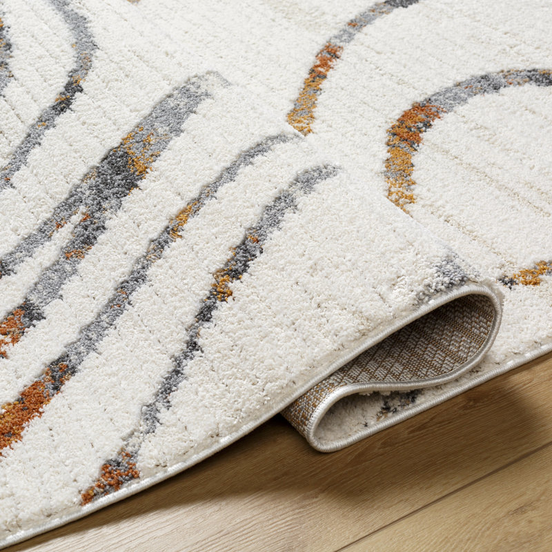 Rectangle Curameng Abstract Machine Woven Polyester Area Rug in Gray/Brown, Rectangle 5'3" x 7'