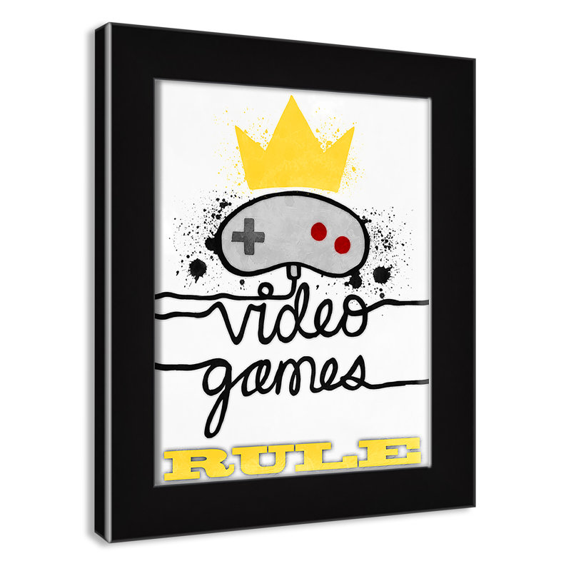 Impression de papier règle de jeux vidéo, H 12 po x l 10 po x P 0,63 po, Cadre noir